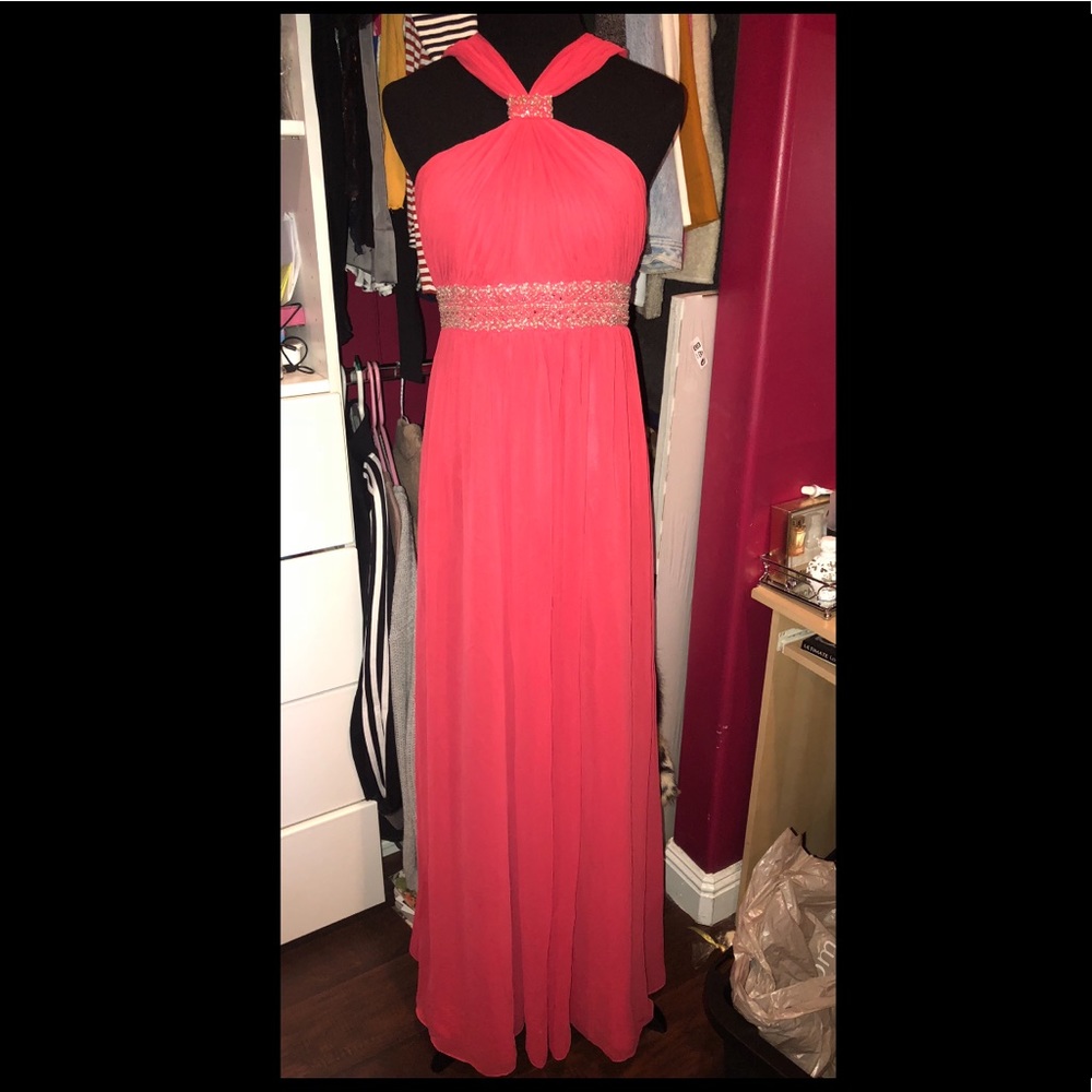 coral flowy prom dress size 4